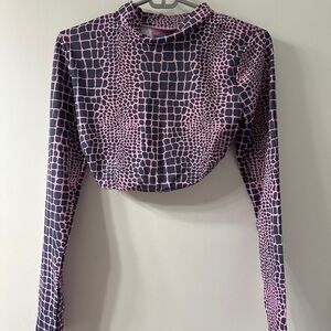 Pink and Black Patterned Women's Top